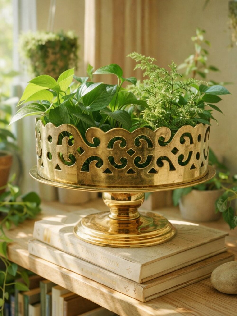Vintage Brass Stand Candle Planter Lace Whimsigoth Witchy Cottagecore Glam